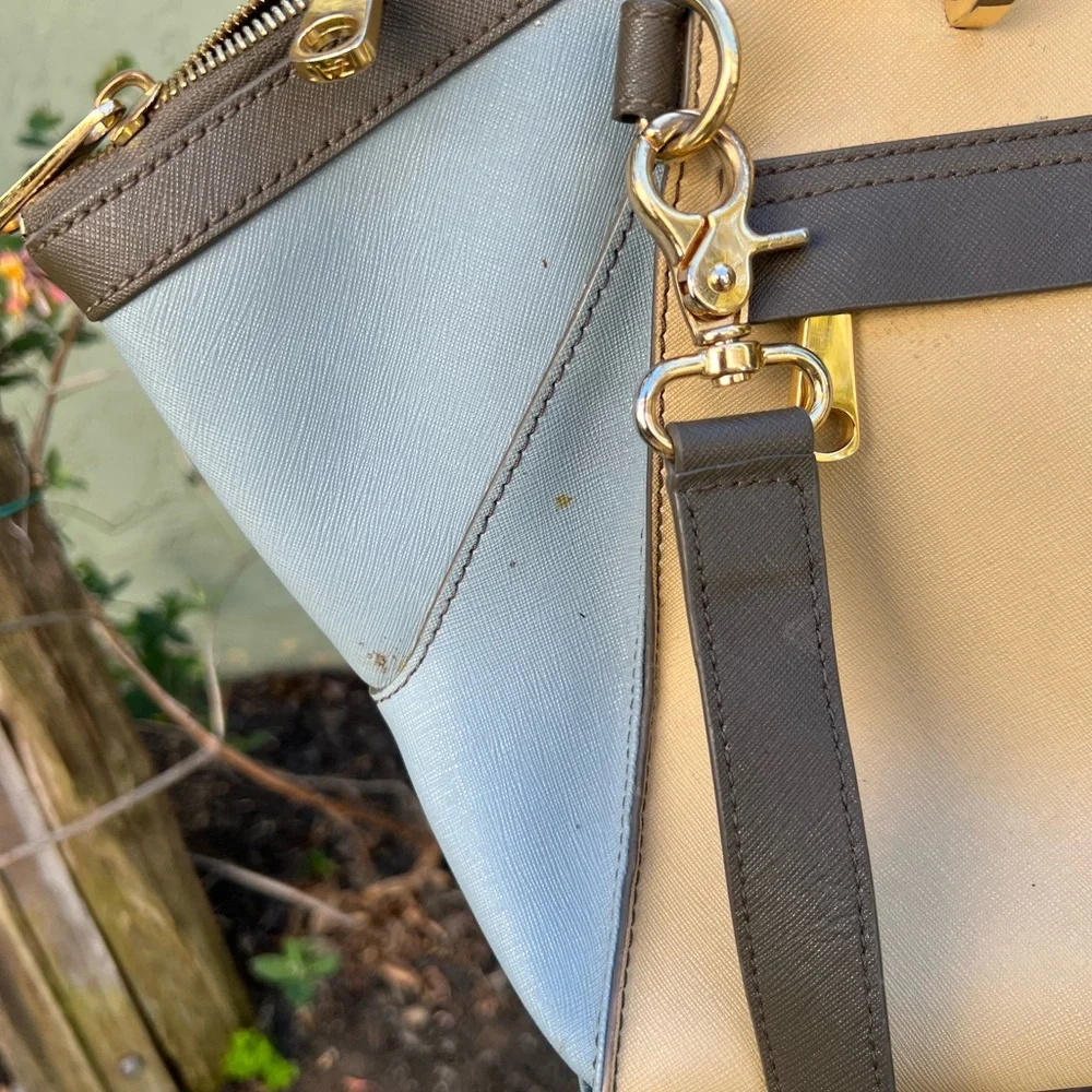 ZAC POSEN Satchel - Eartha Saffiano Colorblock Soft Double Handle Handbag